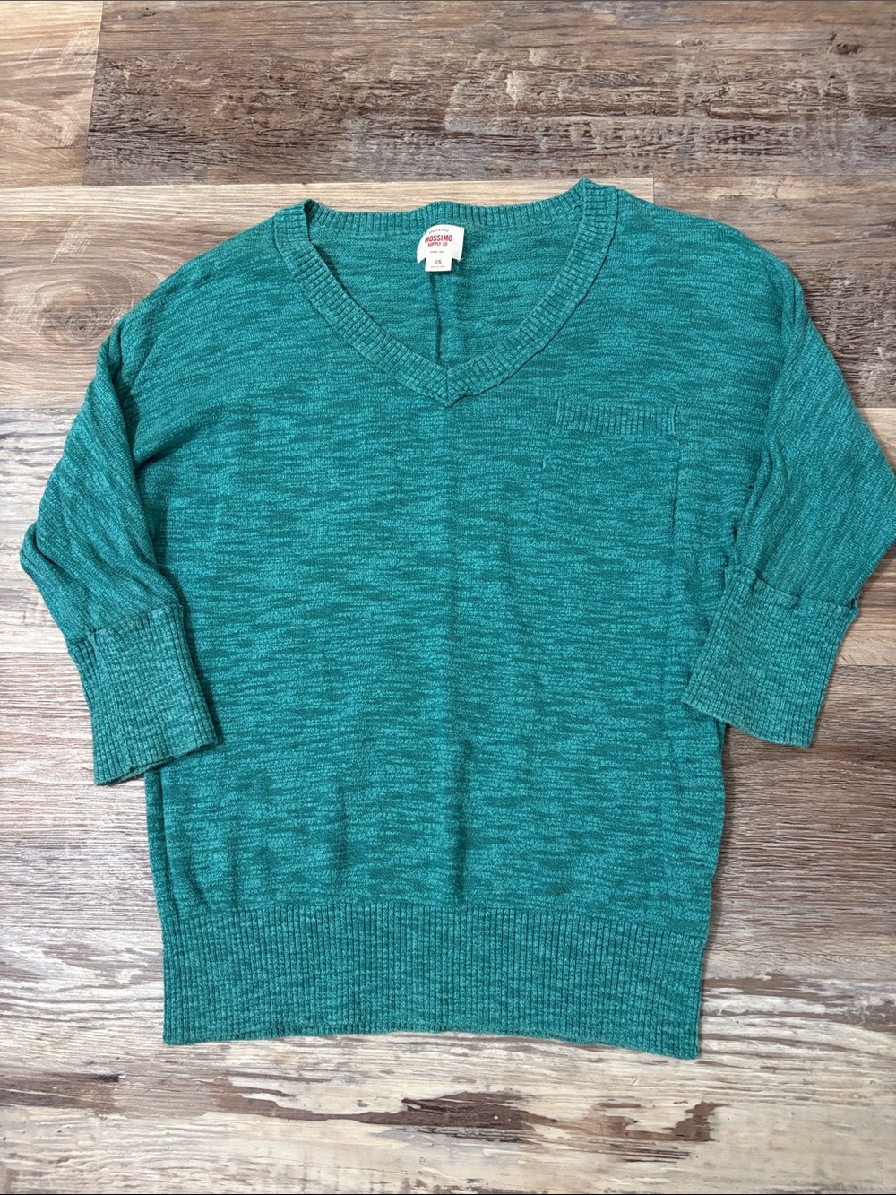 Mossimo Supply Co. Teal V-Neck Short Sleeve Knit Top